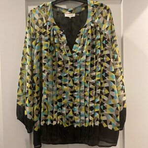 Black teal and beige blouse Calvin Klein size XL